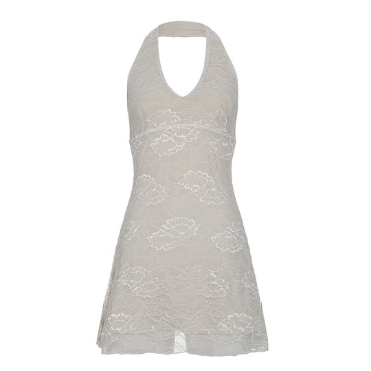 Damen Spitze-Kleid im femininen Design mit elegantem V-Ausschnitt und hochwertigem Futter R&B