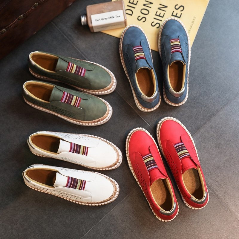 Damen modische Slip-On Sneakers mit luftiger Netzstruktur und dekorativen Streifen R&B