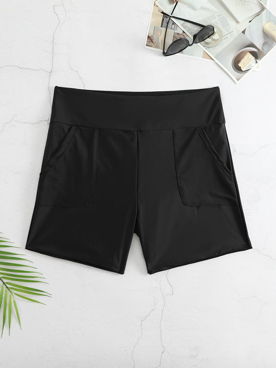 Damen Badeshorts mit hohem Bund und Seitentaschen R&B