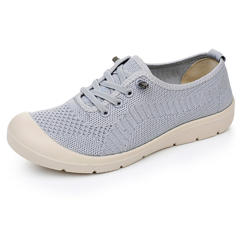 Damen Leichte und atmungsaktive Schnür-Sneaker aus elastischem Strickmaterial R&B