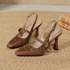 Damen Slingback Pumps mit eleganter Lack- und Velours-Kombination