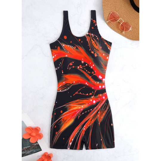 Damen Sportlicher Schwimmanzug mit stylischem Grafikdesign R&B