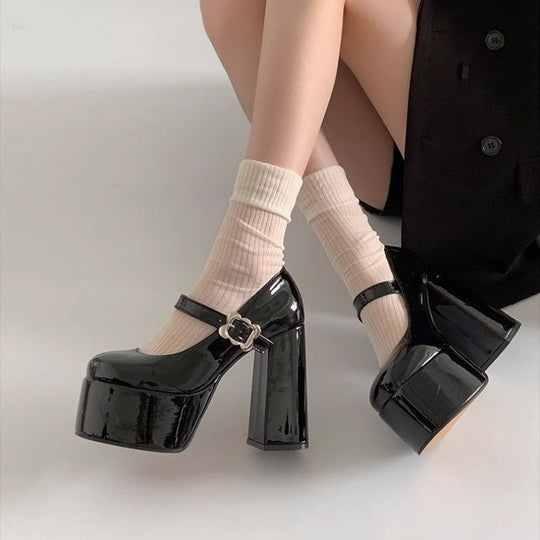 Damen Plattform Pumps mit eleganter Schnalle R&B