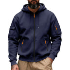 Herren nan funktionale Kapuzen-Sweatjacke mit durchgehendem Reißverschluss und Armtasche R&B