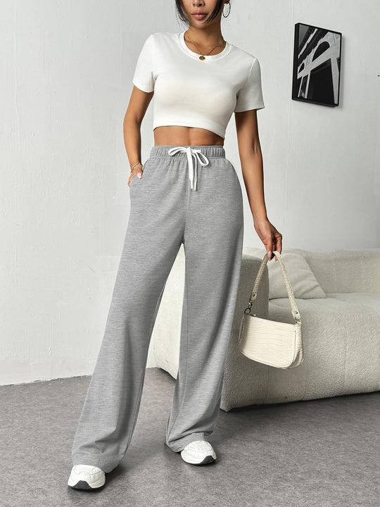 Damen Bequeme Freizeithose mit elastischem Bund und weitem Schnitt R&B