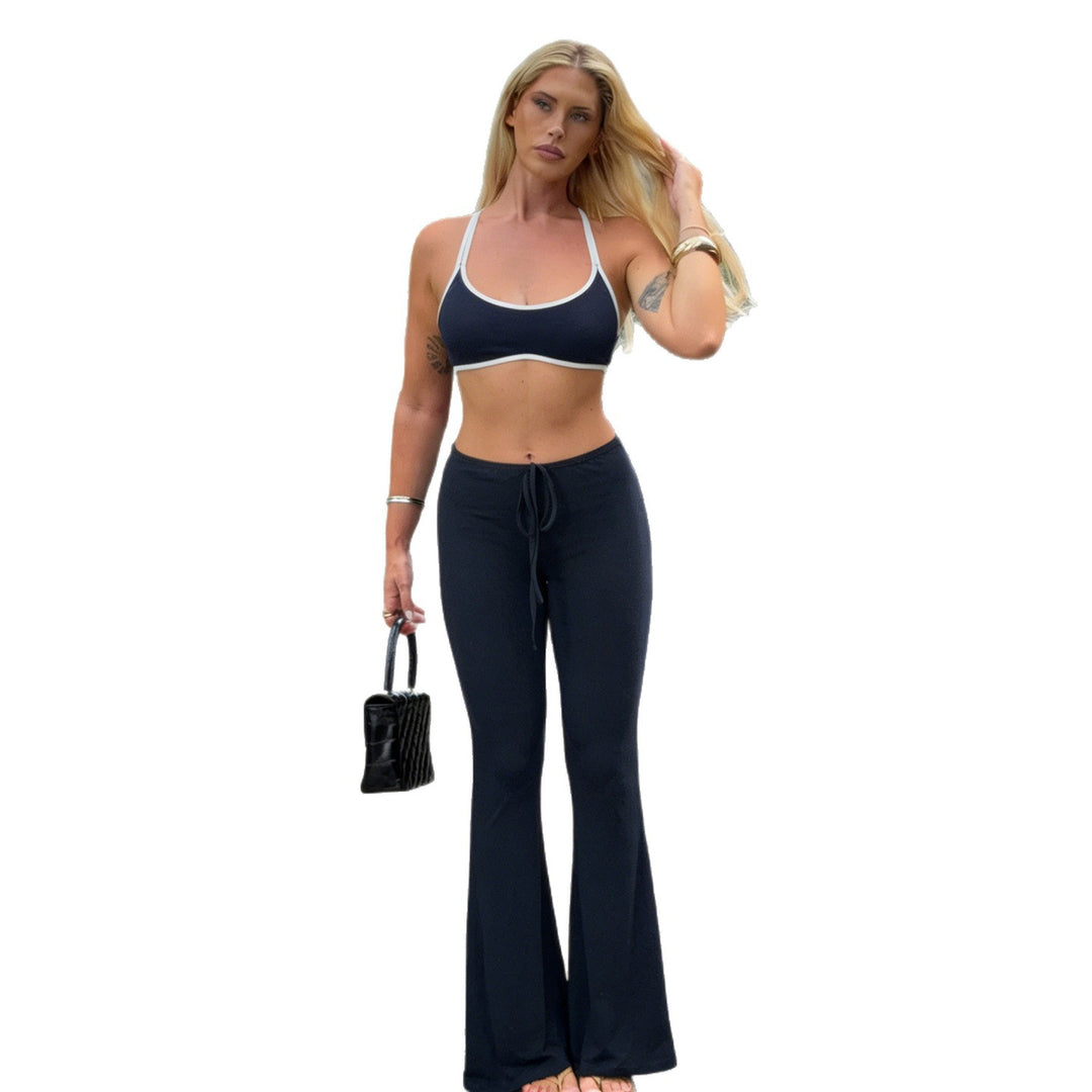 Damen Flared Pants und Bralette Set R&B