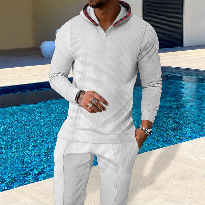 Herren Sportlicher Hoodie mit Karodetails und passtgenauen Jogginghose R&B