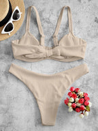 Damen Bikini mit gepolstertem Oberteil und hohem Beinausschnitt R&B