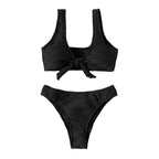 Damen Bikini-Set mit Knotenverschluss und hoch geschnittenem Höschen R&B