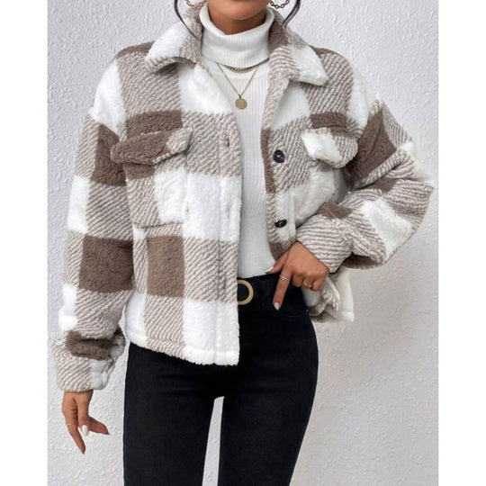 Damen Fleecejacke mit Karomuster R&B
