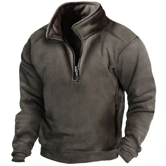 Herren Fleece-Pullover mit hohem Kragen und praktischen Reißverschluss R&B