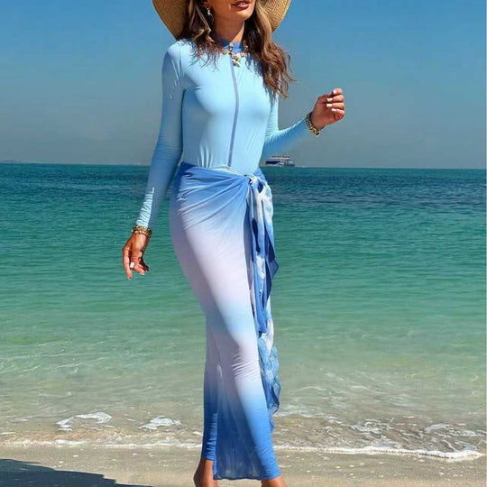 Damen Langärmliger Surfsuit mit Wickelrock R&B