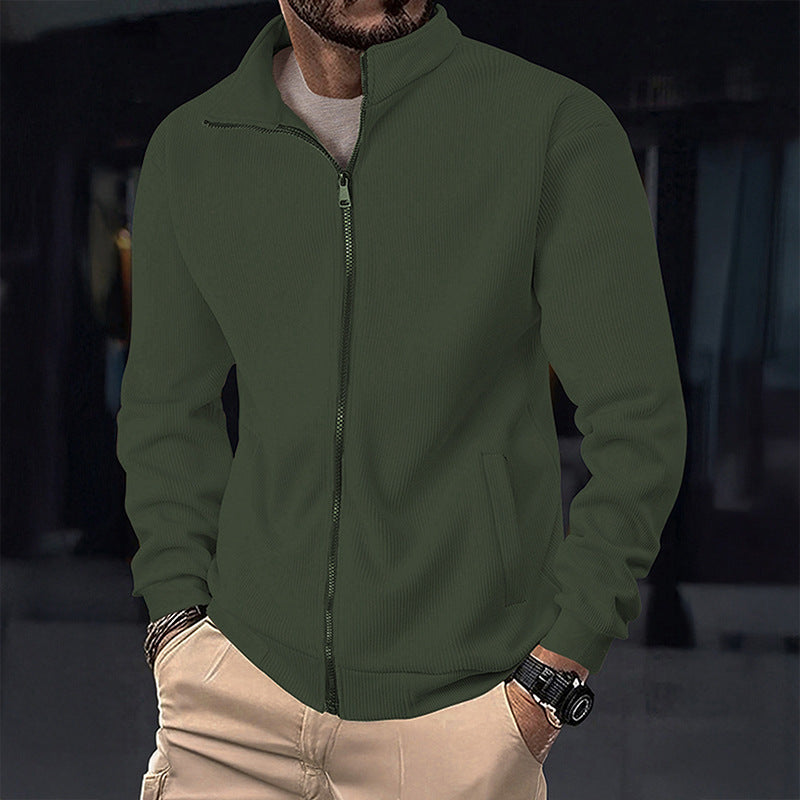 Herren Stylische Jacke mit Reißverschluss und hohem Kragen R&B