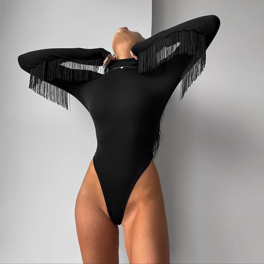 Damen Body mit tiefem V-Ausschnitt und raffinierten Spitzenakzenten R&B