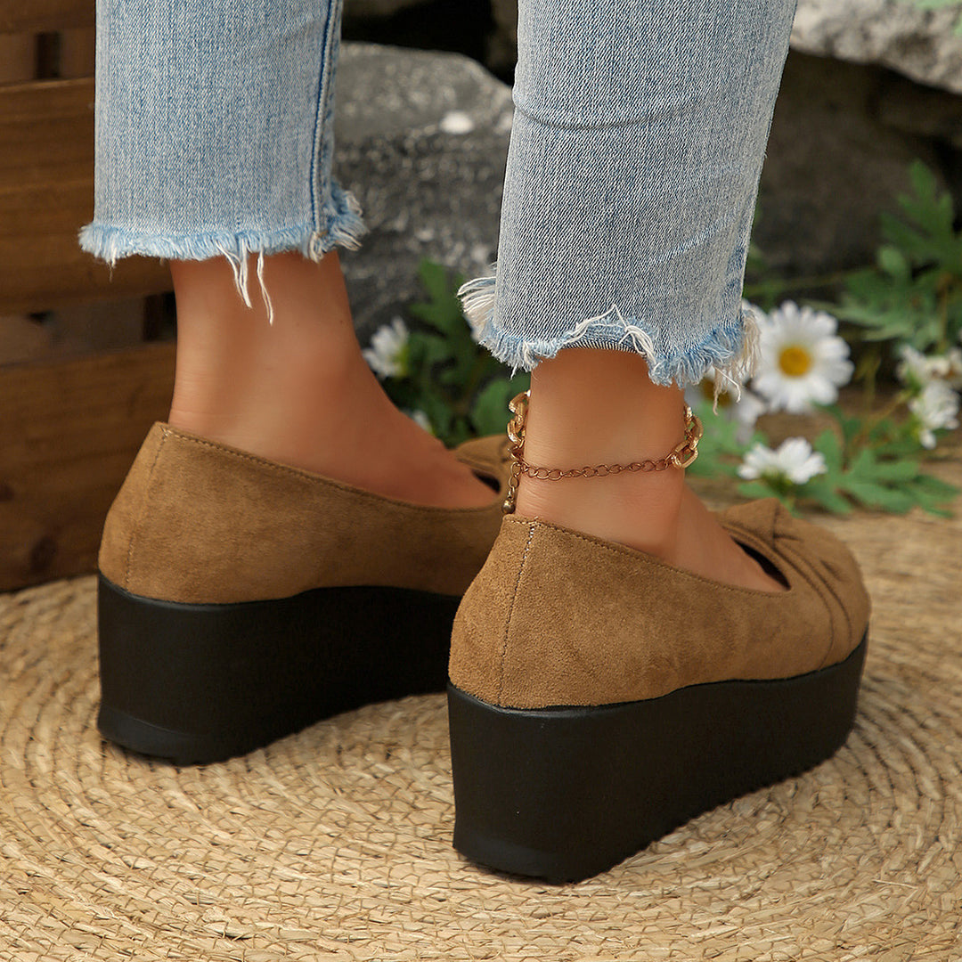 Damen Wedge-Pantoletten mit dekorativem Schleifenakzent und modischem Design R&B