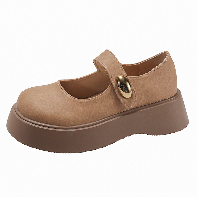 Damen Modische Plateau-Mary Jane Schuhe mit dekorativem Riemen und komfortabler Sohle R&B