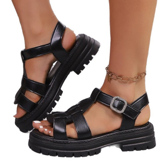 Damen komfortable Riemensandalen mit modischer Schnallenverzierung R&B