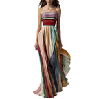 Damen Maxikleid mit Schwingenden Falten und Elegantem Bandeau-Ausschnitt R&B