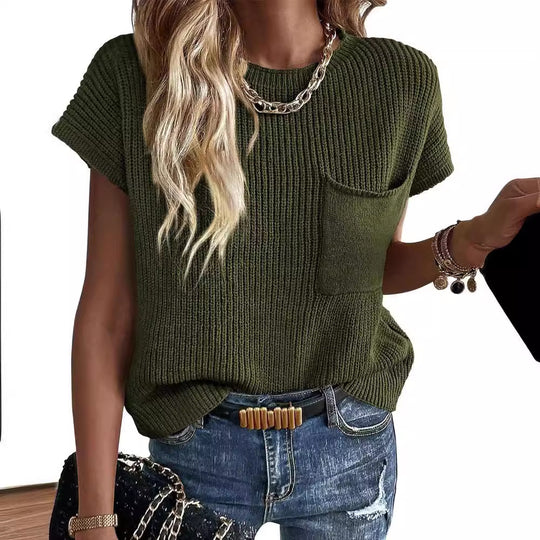Damen Kurzarm Stricktop R&B
