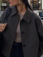 Damen Modische Oversized Jacke aus hochwertigem Wollgemisch R&B