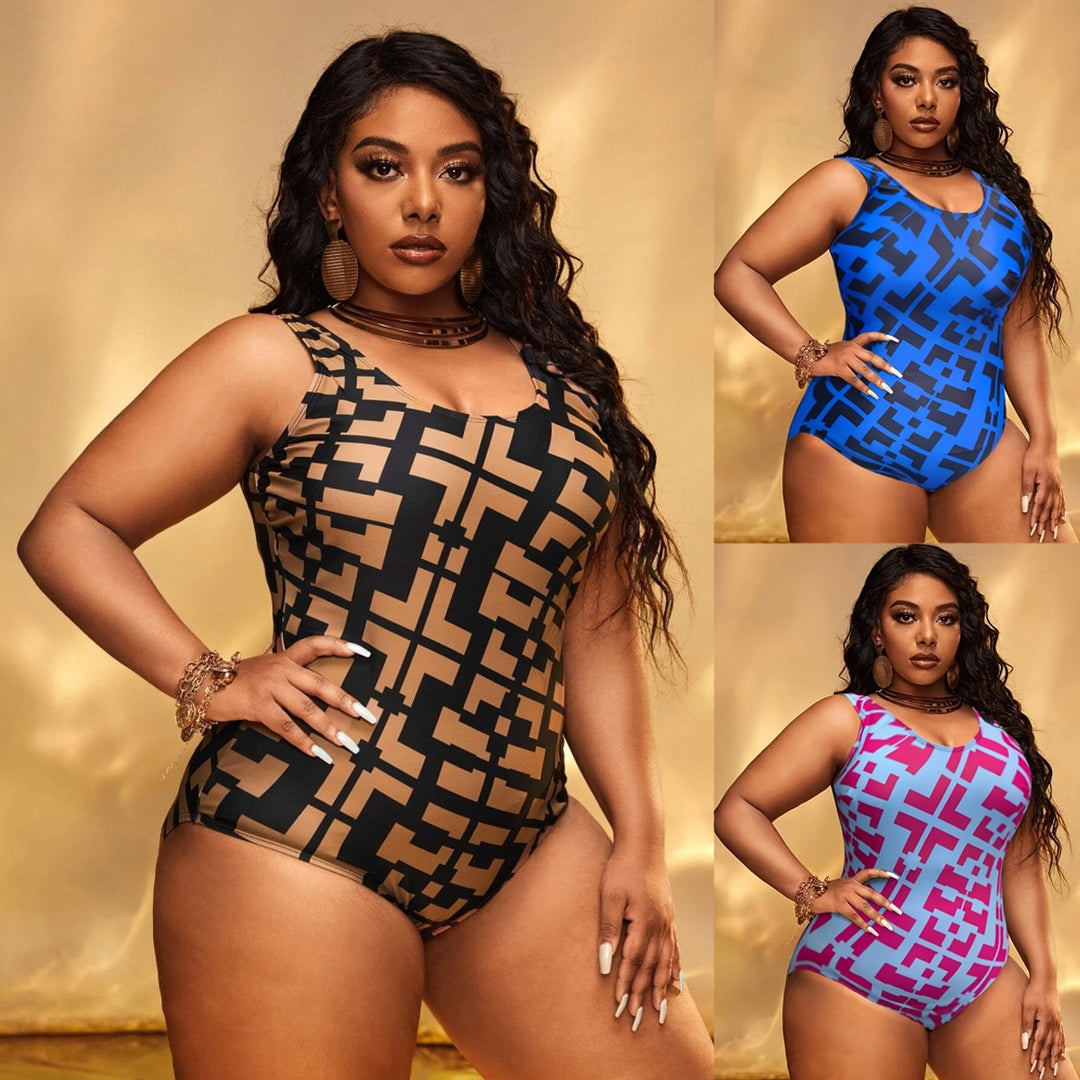 Damen Einteiler Badeanzug mit modernem geometrischen Design R&B