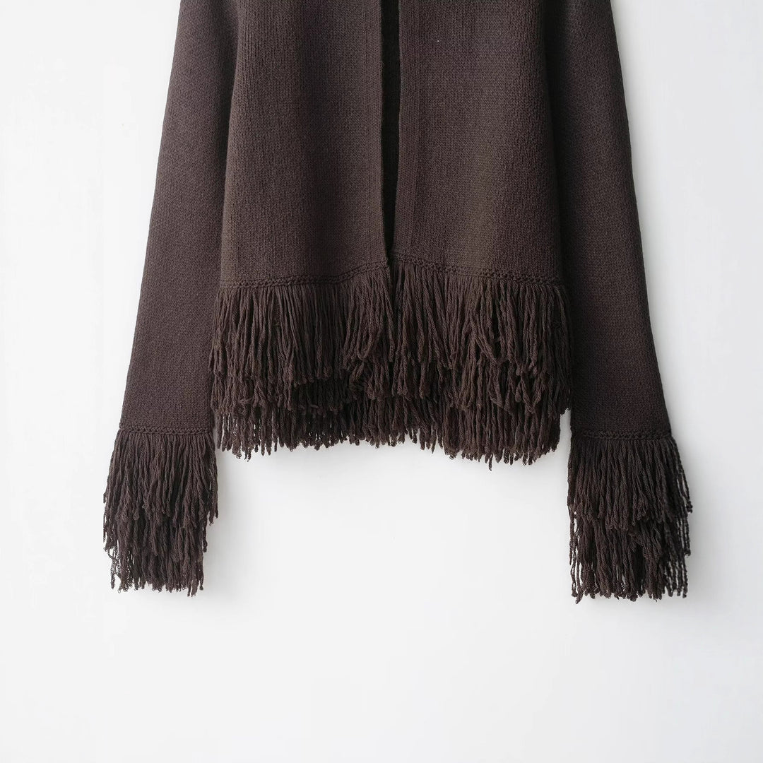 Damen trendige Fransenstrickjacke R&B