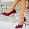 Damen elegante spitze Stiletto-Pumps mit funkelndem Schmuckdetail R&B
