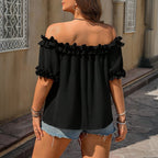 Damen Off-Shoulder Oberteil mit Rüschendetails R&B