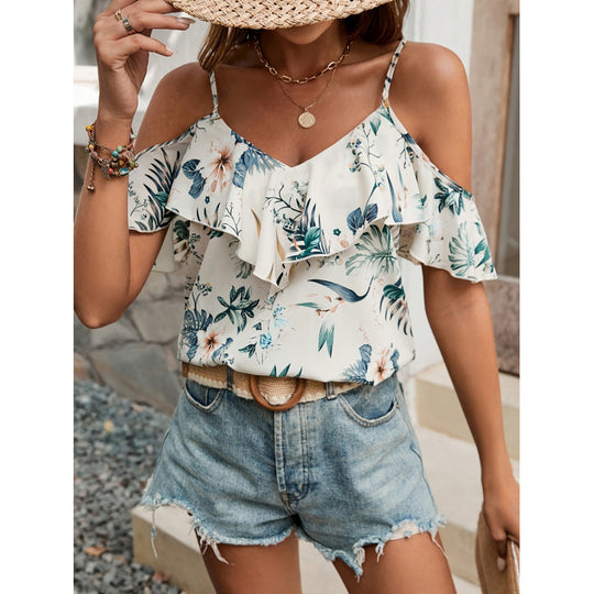Damen Bluse mit Rüschendetails und offenen Schultern R&B