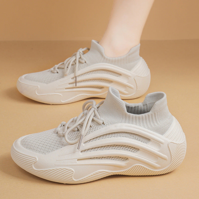 Damen Sportliche Sneakers mit atmungsaktiver Strick-Oberfläche und flexibler Sohle R&B