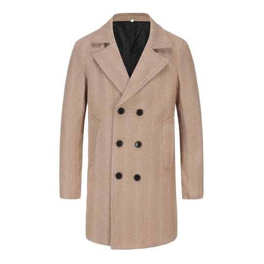 Herren eleganter Doppelreiher-Mantel im minimalistischen Design R&B