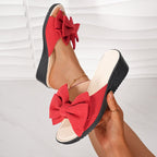 Damen Wedge-Sandalen mit voluminösem Schleifenakzent und komfortabler Fußbettgestaltung R&B