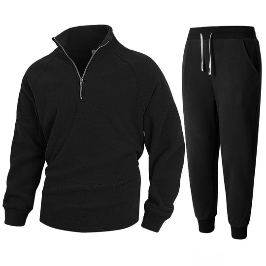 Herren Fleece-Relaxanzug mit halblangem Reißverschluss R&B