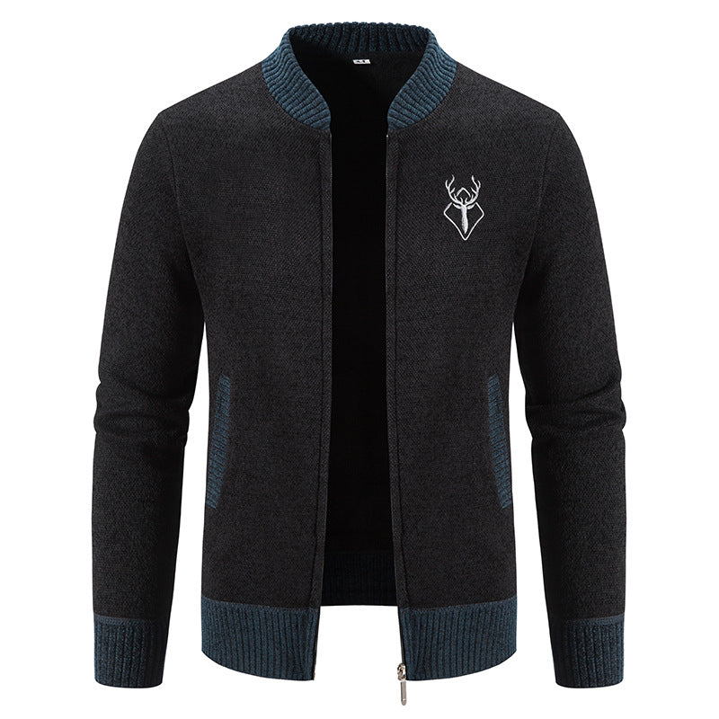 Herren modische Strickjacke mit Reißverschluss und hohem Kragen R&B
