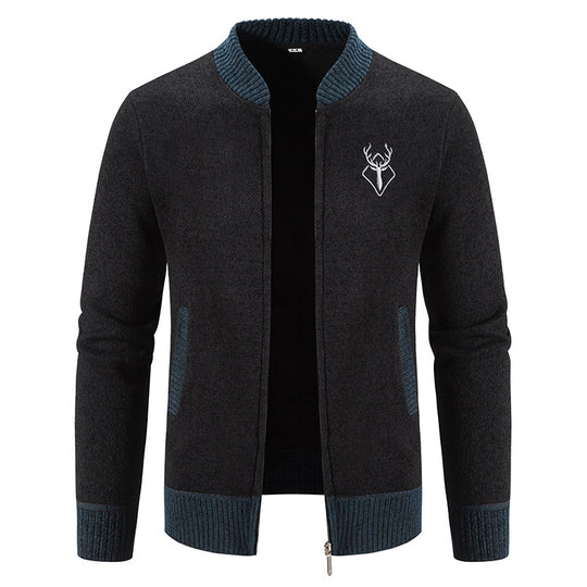 Herren modische Strickjacke mit Reißverschluss und hohem Kragen R&B