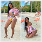 Damen Bikini-Set mit traumhaftem floralem Wickeldesign und hohem Beinausschnitt R&B