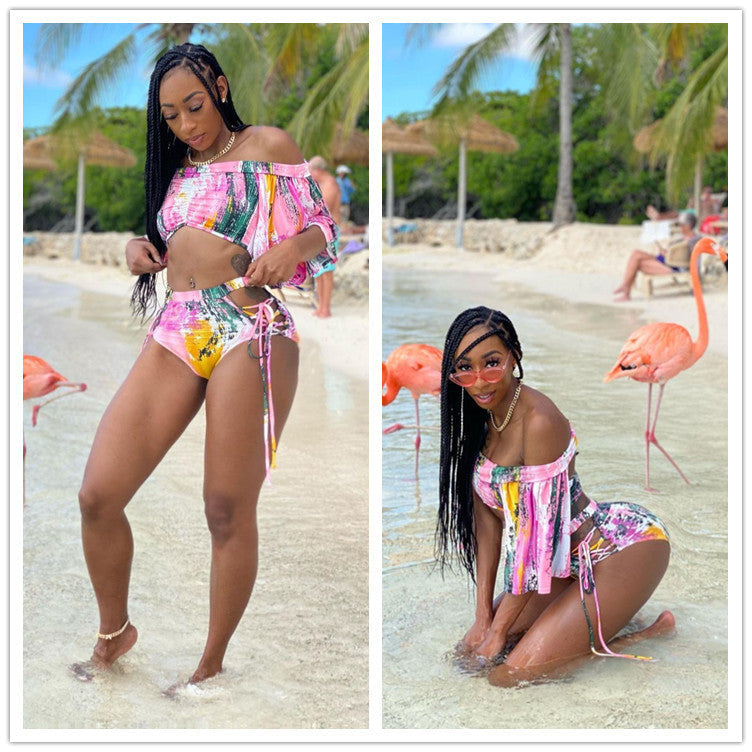 Damen Bikini-Set mit traumhaftem floralem Wickeldesign und hohem Beinausschnitt R&B