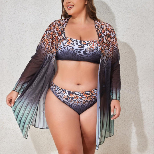 Damen Strandensemble mit Leopardmuster R&B