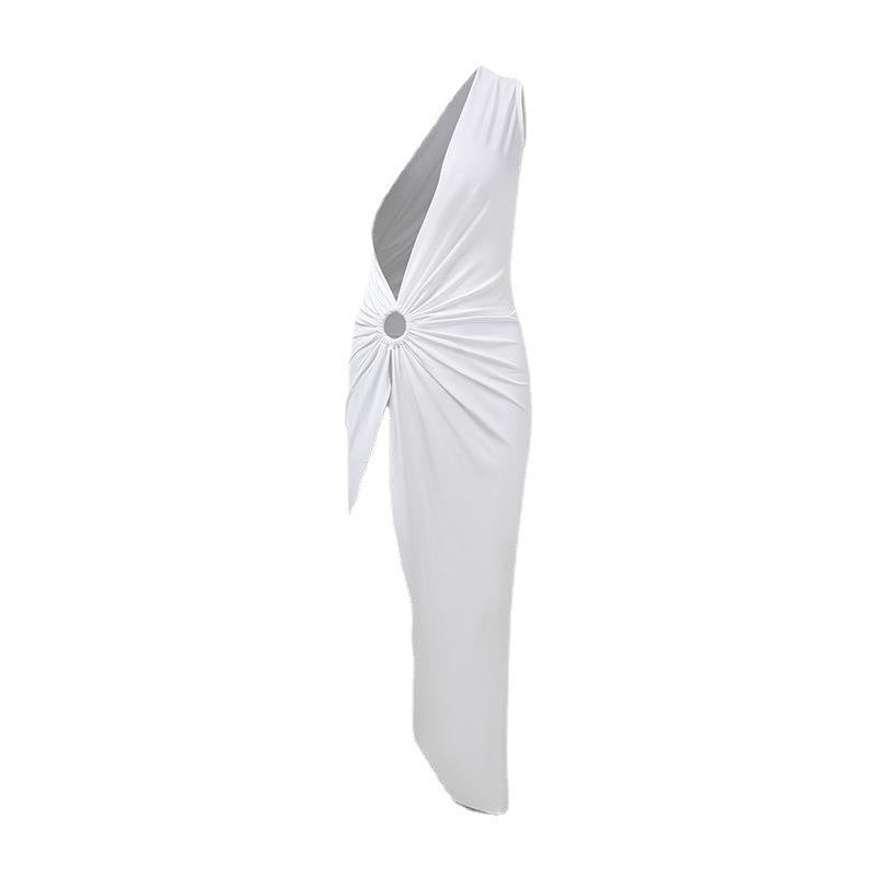 Damen Elegantes Wickelkleid mit schimmerndem Satin und hohem Schlitz R&B