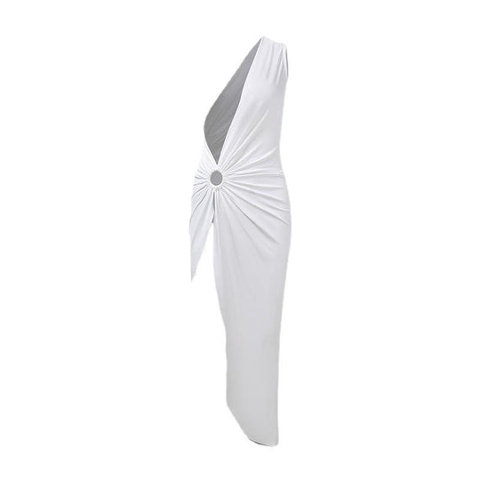 Damen Elegantes Wickelkleid mit schimmerndem Satin und hohem Schlitz R&B