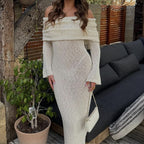Damen Off-Shoulder Strickkleid mit langen Ärmeln und eleganter Silhouette R&B