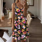 Damen Spaghettiträger Kleid mit elegantem floralem Design R&B
