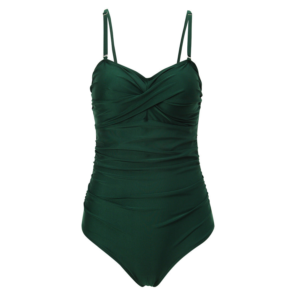 Damen Einteiliger Wickel-Badeanzug mit Streifenmuster R&B