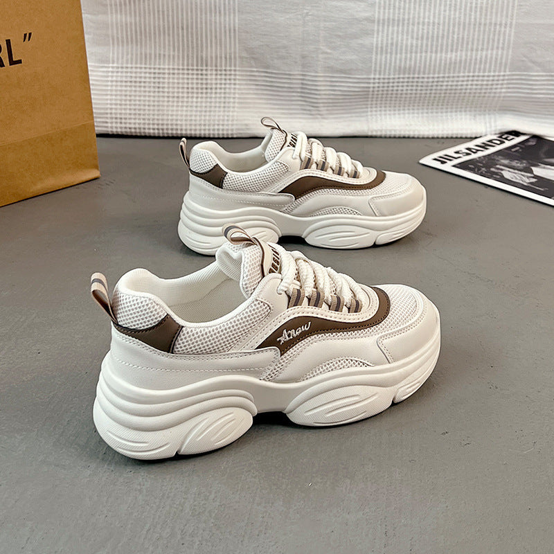 Damen modische Chunky Sneakers mit atmungsaktiver Mesh-Oberfläche und gepolsterter Sohle R&B