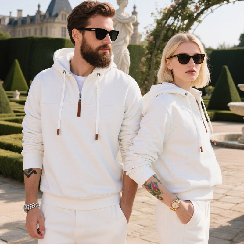 Herren sportlicher Kapuzenpullover mit halbem Reißverschluss und hochwertigen Materialien R&B