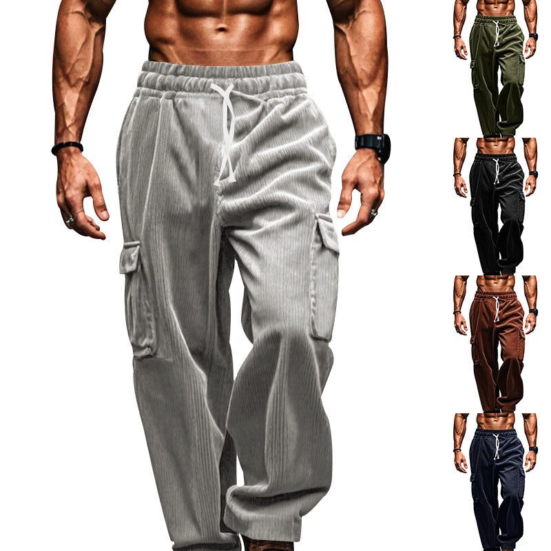 Herren lockere Cargo-Hosen im urbanen Stil mit praktischen Taschen und elastischem Bund R&B