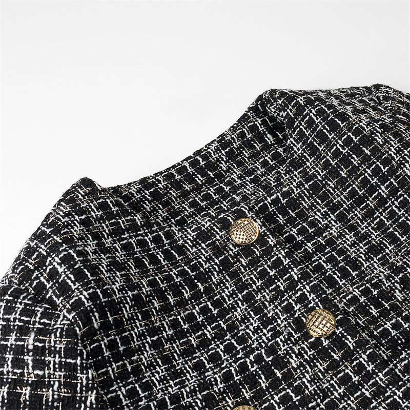 Damen elegante Tweedjacke mit goldenen Knöpfen R&B
