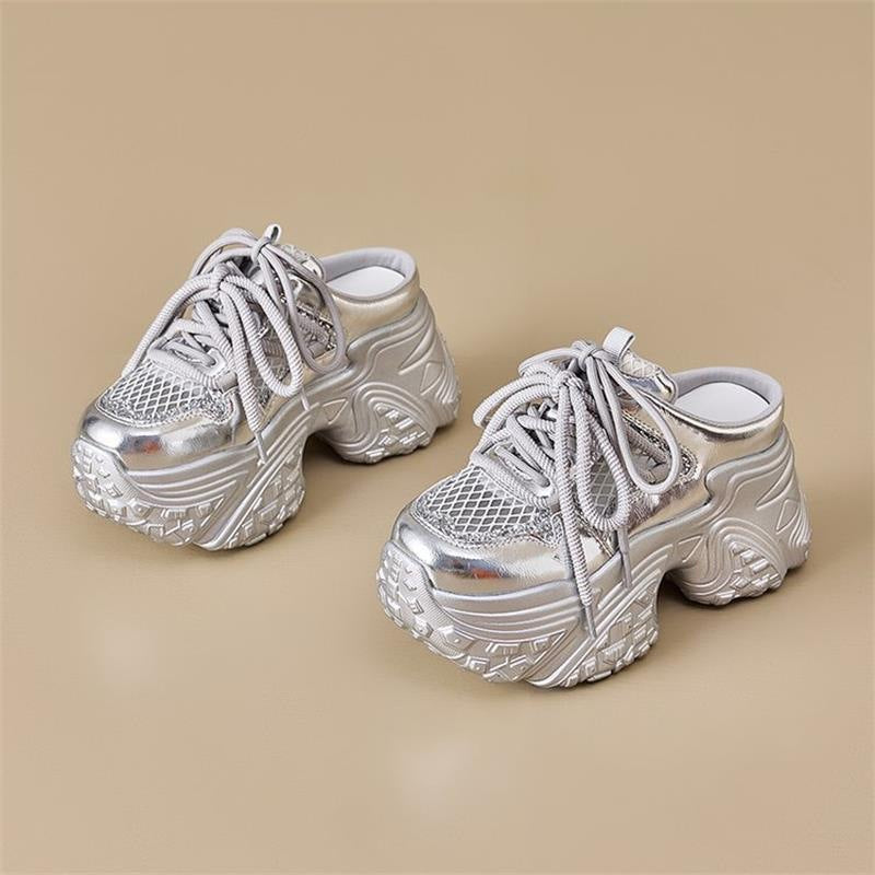 Damen Sportliche Sneakers mit hohem Plateau und atmungsaktiver Netzstruktur R&B