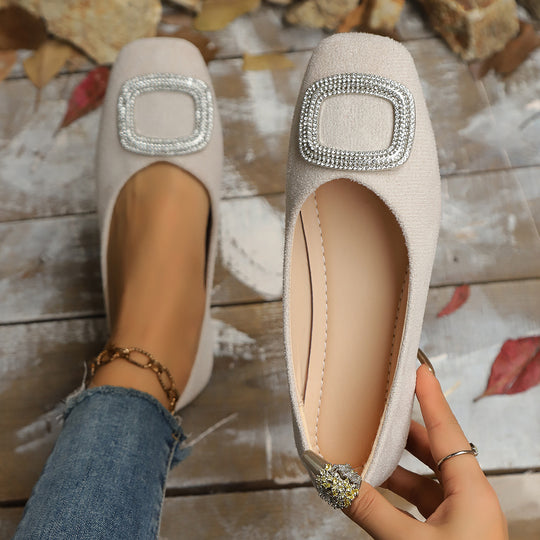 Damen elegante Ballerinas mit schimmerndem Schmuckdetail R&B