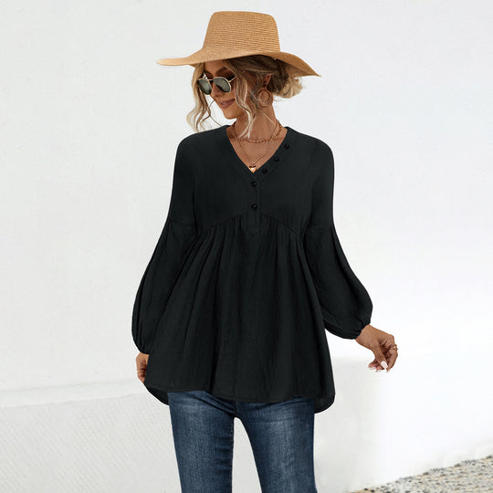 Damen Blusenshirt mit lässigem Schnitt und eleganten Knopfdetails R&B